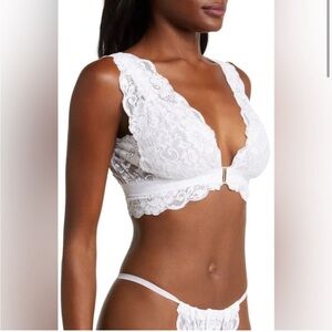 NWT Free People We Are HAH Got Ur Back Bra in White Lace